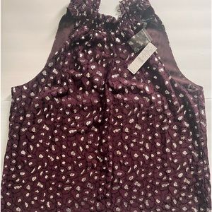 Metallic animal print halter top